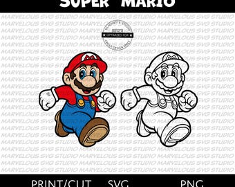 SUPER MARIO | Running | Jumping | Video Game | Bros. | Cartoon | Quality Print, Cut | png, svg, dxf |  Cricut, Silhouette | Digital Download