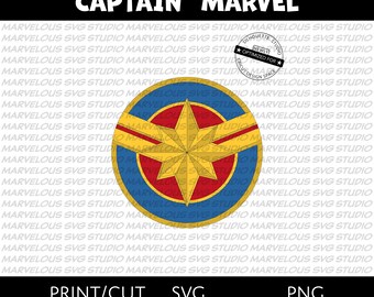 CAPTAIN MARVEL | Star | Symbol | Logo | Carol Danvers | Marvel Avengers Superheroine | png, svg, dxf | Cricut, Silhouette | Digital Download