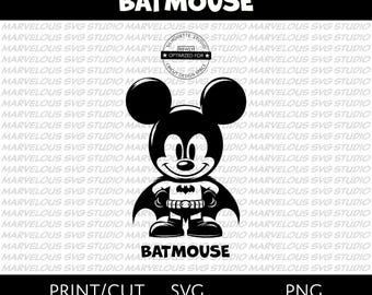 BATMOUSE / Superhéroe / Animal / Dibujos animados / Cómics / Clipart / CALIDAD / Impresión / Corte / png / svg / dxf / Cricut / Silueta / Descarga digital