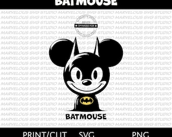 BATMOUSE / Superhéroe / Animal / Dibujos animados / Cómics / Clipart / CALIDAD / Impresión / Corte / png / svg / dxf / Cricut / Silueta / Descarga digital