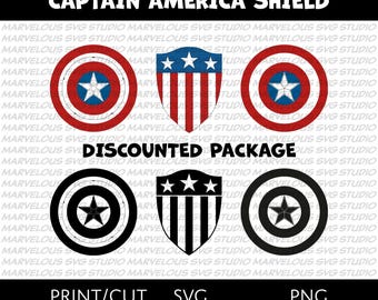 CAPTAIN AMERICA SHIELD | Pack | Bundle | Symbol | Logo | Marvel Avengers Superhero | Png | Svg | Dxf | Cricut | Silhouette |Digital Download