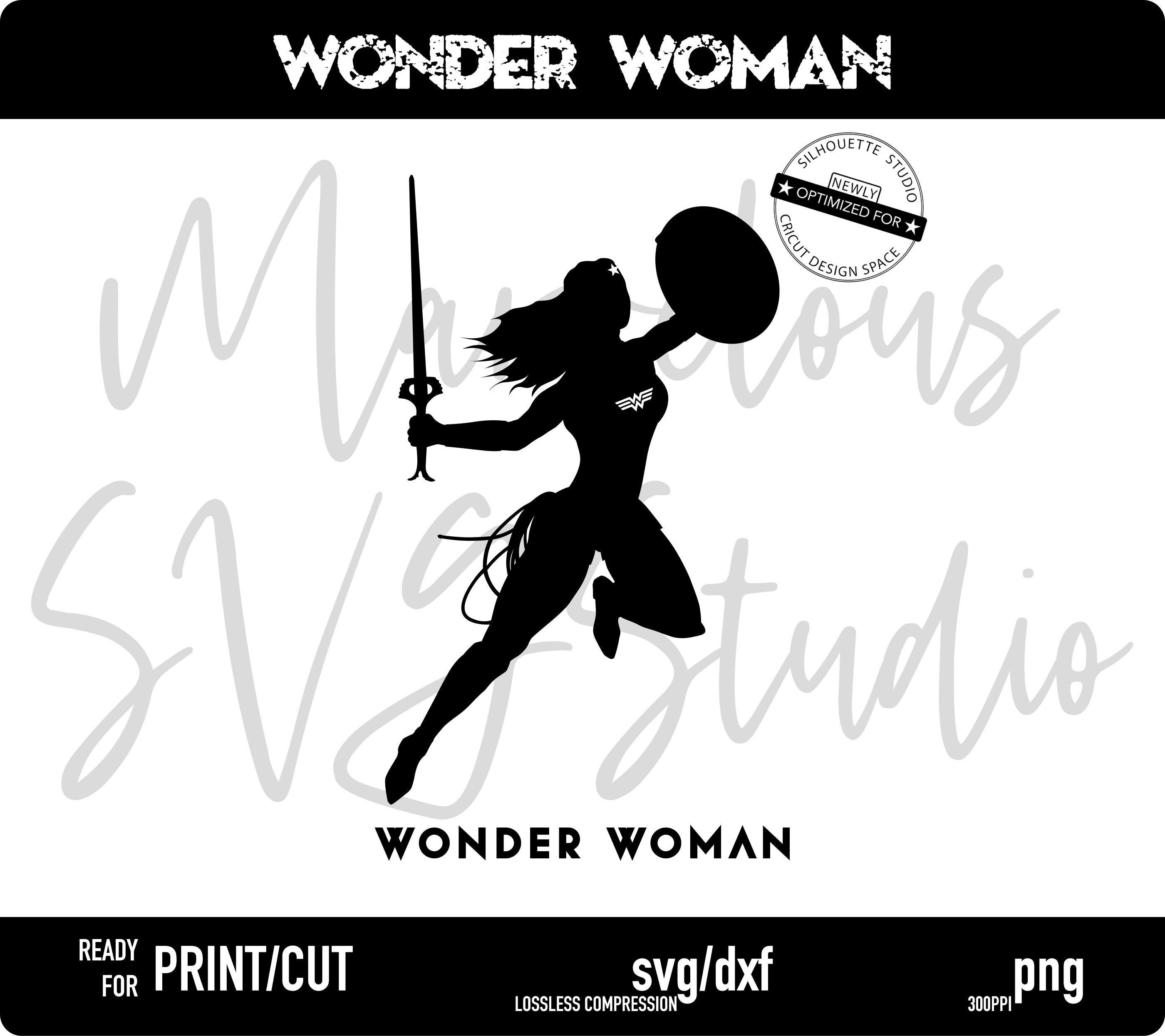 WONDER WOMAN Silhouette Sword Shield Superheroine Quality Print Png Cut ...
