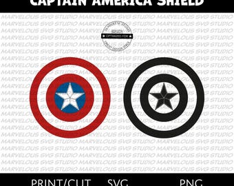 CAPTAIN AMERICA SHIELD | Steve Rogers | Symbol | Logo | Marvel Avengers Superhero | Png | Svg | Dxf | Cricut | Silhouette | Digital Download