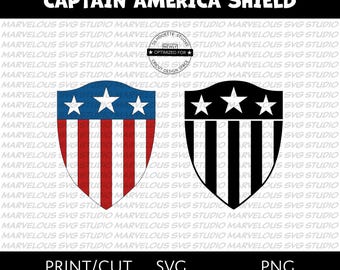 CAPTAIN AMERICA SHIELD | Steve Rogers | Symbol | Logo | Marvel Avengers Superhero | Png | Svg | Dxf | Cricut | Silhouette | Digital Download
