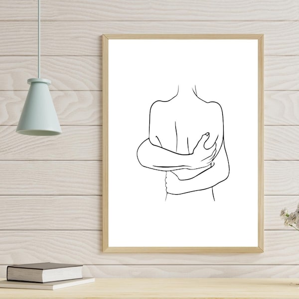 Abstract Couple Line Art Romantic Poster Couple One Line Art Body Couple One Line Drawing Love Line Art Print Hugs Line Art Minimalist