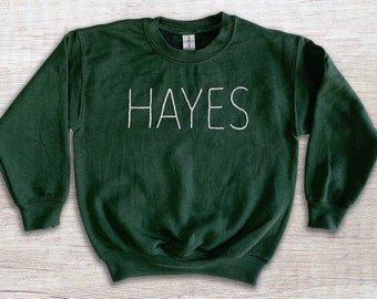 Hand Embroidered Name Sweatshirt, Custom Kid's Name Sweatshirt, Personalized Name Sweatshirt, Toddler Name Sweatshirt, Custom Embroidery