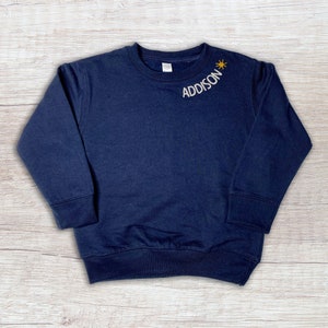 Hand Embroidered Kid’s Sweatshirt, Custom, Kid&#39;s Name Sweatshirt, Toddler Name Sweatshirt, Personalized Sweatshirt, Gift for Kids