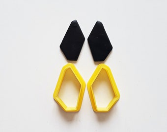 Diamond stone polymer clay cutter set, 3d printed gemstone clay earrings cutter, rock shape clay cutter mirror set