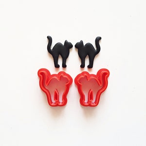 Spooky cat polymer clay cutters, 3d printed Halloween clay earring cutter, cat clay cutter mirror set