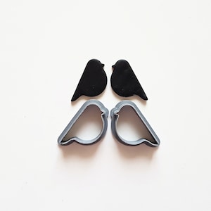 Bird polymer clay cutters, 3d printed robin clay earrings cutter, pigeon clay cutter mirror set