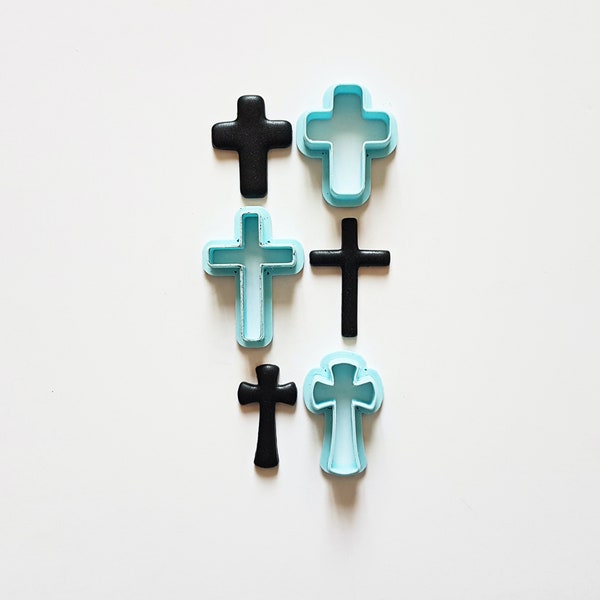 Cross polymer clay cutters, 3d printed slim cross clay cutters for earrings, Halloween clay cutter set