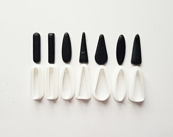 Long dangle shape polymer clay cutter set, 3d printed skinny dangle clay earrings cutter, thin organic clay cutter