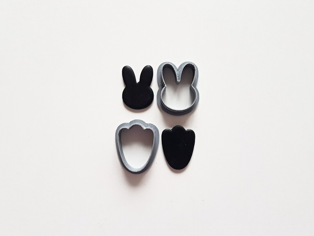 Bunny Head and Foot Polymer Clay Cutters, 3d Printed Easter Clay