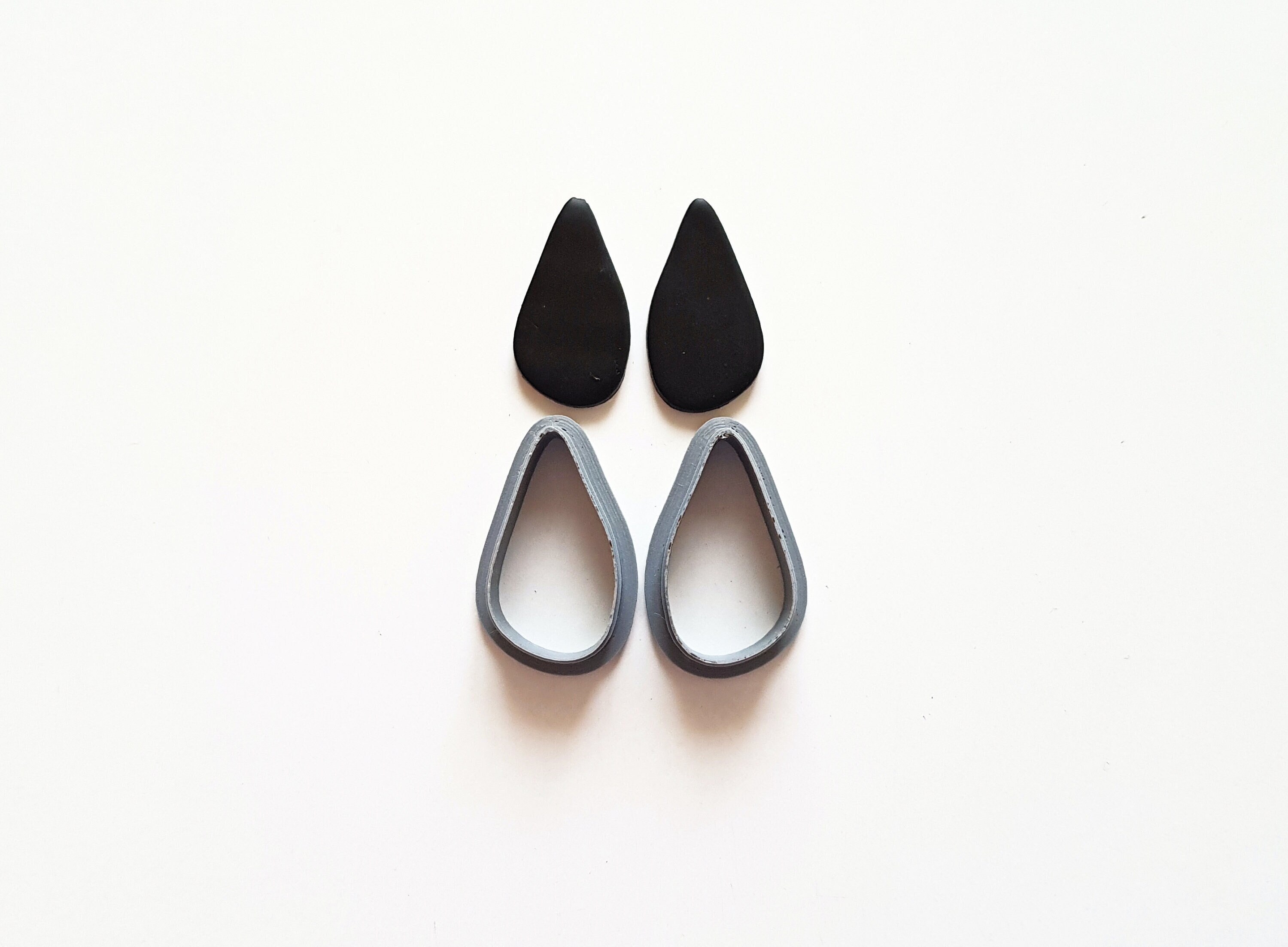 Organic teardrop polymer clay cutters, 3d printed water drop clay earrings cutter, droplet clay cutter mirror set