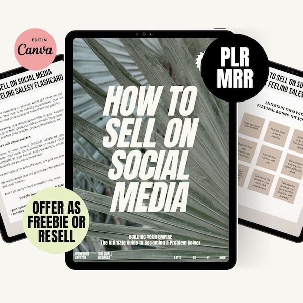 PLR Sell on Social Media Guide, Instagram Marketing, MRR Business Marketing, Done for You Lead Magnet, Resell Rights, PLR Digital Products