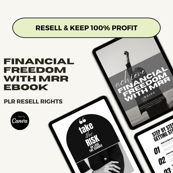 Plr Ebook Financial Freedom with MRR, Digital Products Passive Income, Resell Rights, Done For You Ebook, Plr Canva Templates, Sell on Etsy