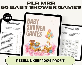 PLR Baby Shower Games Bundle, Minimalist Baby Shower Games, Modern Baby Shower Games Pack, Baby Shower Signs, MRR Resell Rights, Commercial