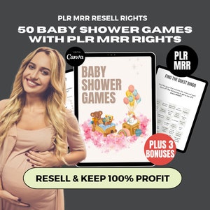PLR babyshowerbundel, leuke games New Mom met PLR MRR, afdrukbare babygames, mama of papa, master doorverkooprechten, private label-rechten Dfy