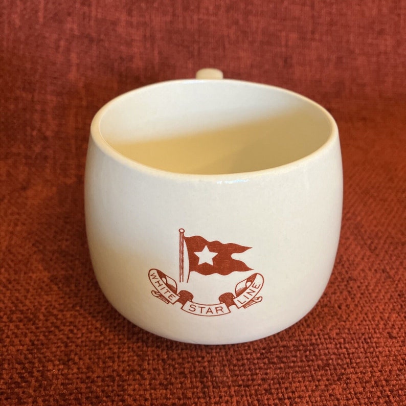 White Star Line TITANIC Replica Mug, Plate, Bowl, Deep Bowl, Egg Cup, Replica Titanic 3rd Class China Mug