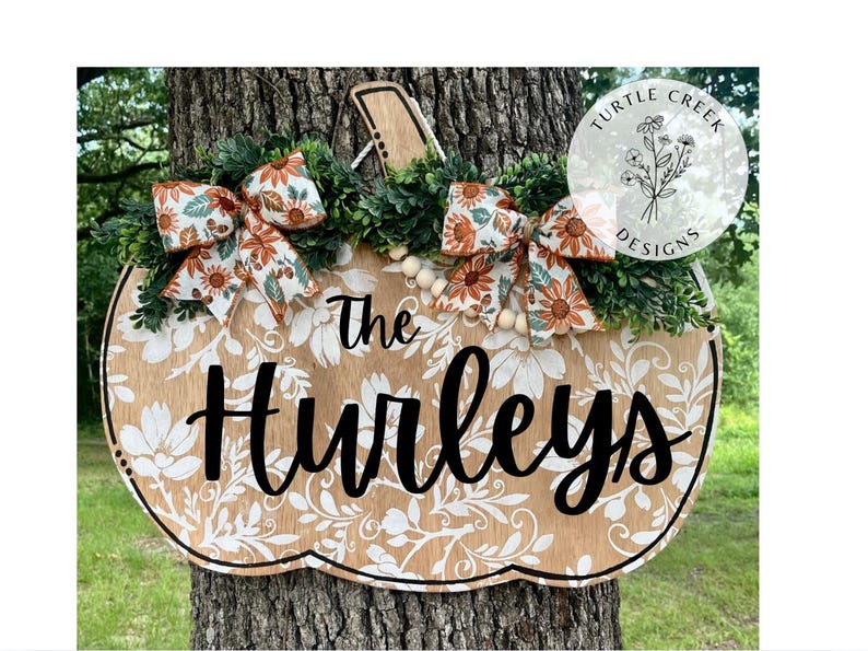 Pumpkin Fall Door hanger Personalized door Sign image 1