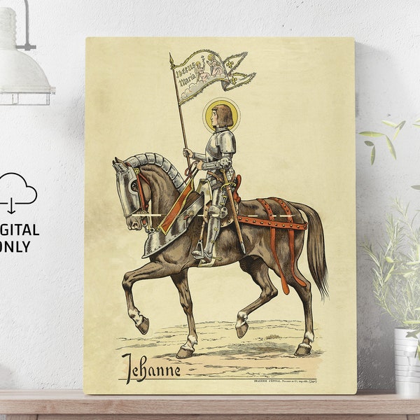 Joan of Arc Art Print Joan of Arc Poster Vintage Wall Art Print for Living Room Joan of Arc Printable Student Apartment Office Jeanne d'Arc