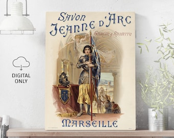 ジャンヌ・ダルクがフランスを救ったイラストアートポスターデジタル