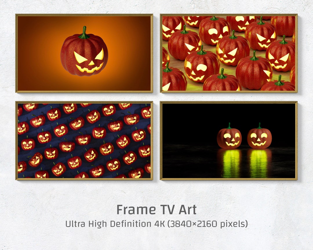 Set of 8 4K Frame TV Halloween Party Art Pumpkin Samsung Frame Etsy
