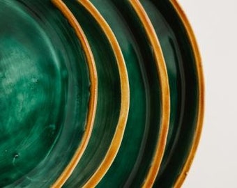 "Keramik, aus weißem Ton ""Emerald sea""