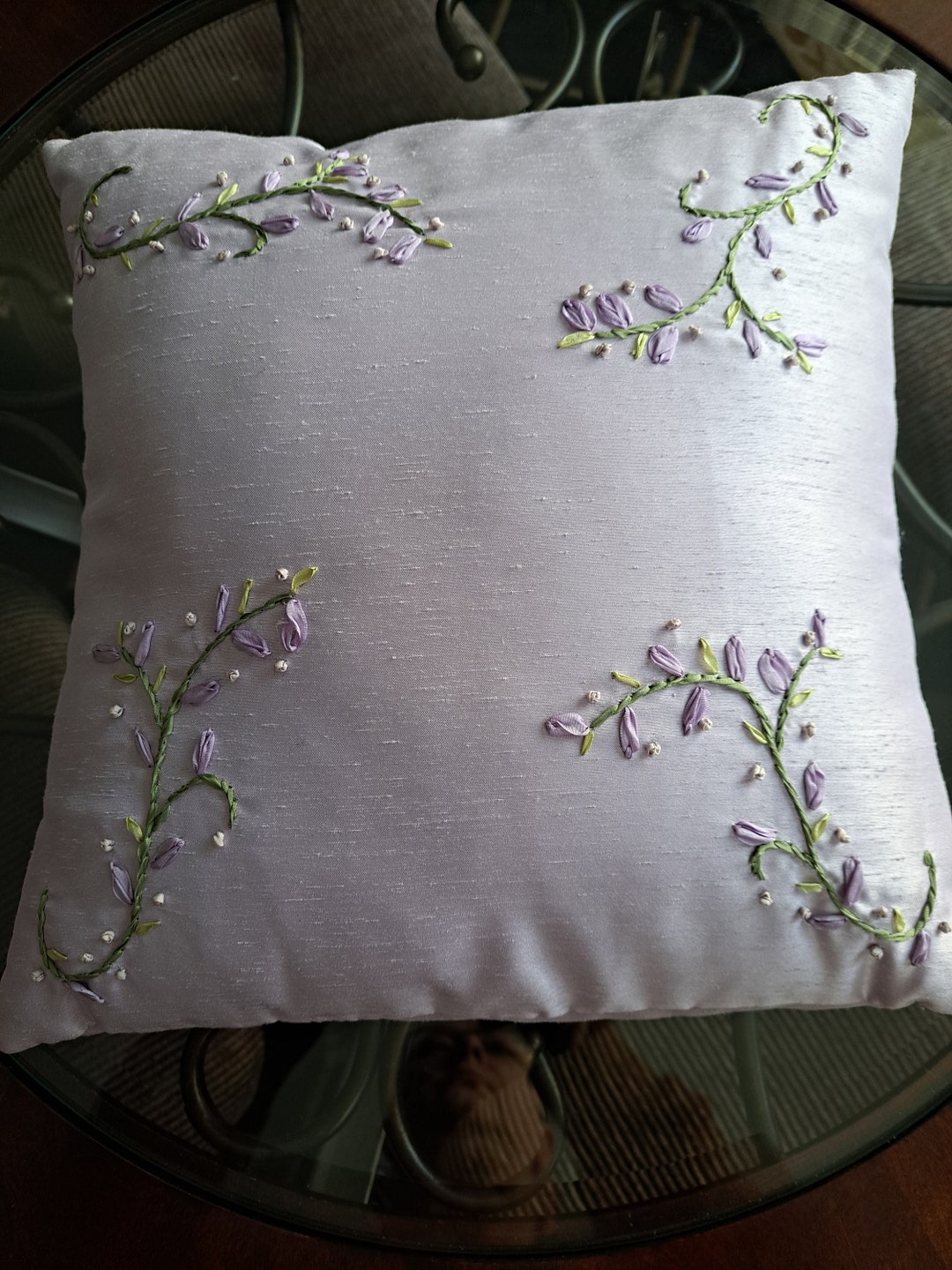 Ribbon Embroidery Pillow Etsy