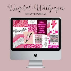 Pink Cowgirl Desktop Wallpaper | Instant Download