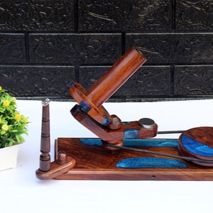 Rosewood Yarn Winder with Blue Epoxy - Knitting & Crochet