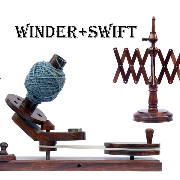 Wooden Yarn Winder And Swift  - Large Wooden Yarn Winder for Knitting Crocheting Handcrafted - natural wood