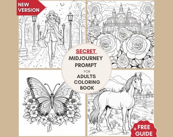 Professional Midjourney Prompt for Adults Coloring Book, AI Art, Best Midjourney Prompts, Digital Art, Midjourney Coloring Book Prompts