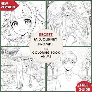 Professional Midjourney Prompt for Anime Coloring Book Pages, Midjourney Art, Best Midjourney Prompts, Coloring Book Prompt, AI Prompt