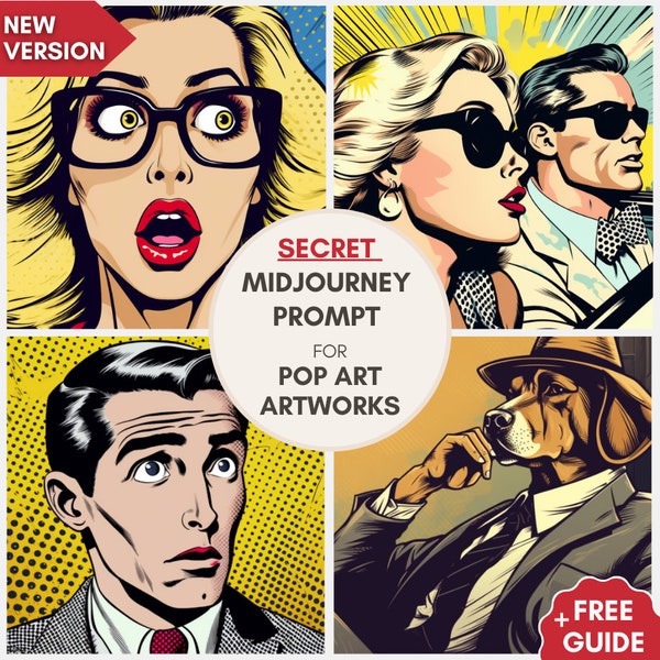 Midjourney Prompt for Pop Art, Professional, Free Guide, Best Midjourney Prompts, Midjourney Pop Art, Pop Art Prompt, AI Prompt