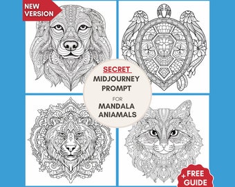 Professional Midjourney Prompt 2023, Animal Mandala Prompt, AI Art, Best Midjourney Prompts, Digital Art, Midjourney Mandala, Learn AI