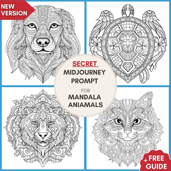 Professional Midjourney Prompt for Animal Mandala Prompt, AI Art, Best Midjourney Prompts, Digital Art, Midjourney Mandala, Learn AI