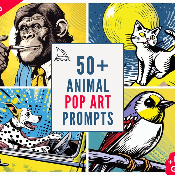 50+ Pop Art Animal Prompts, Professional Midjourney Prompts 2023, Best Midjourney Prompts, Animal Prompts, AI Art, Pop Art Prompts