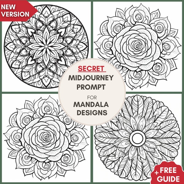 Professional Mandala Midjourney Prompt, AI Art, Best Midjourney Prompts, Digital Art, Midjourney Mandala, Learn AI, Free Guide, Wall Art