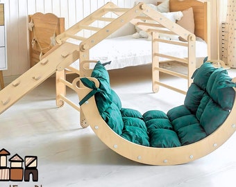 Conjunto de triángulos transformables Toodler, Arco escalador Montessori con cojín, Kletterbogen mit kissen, Kletterdreieck Indoor Playground