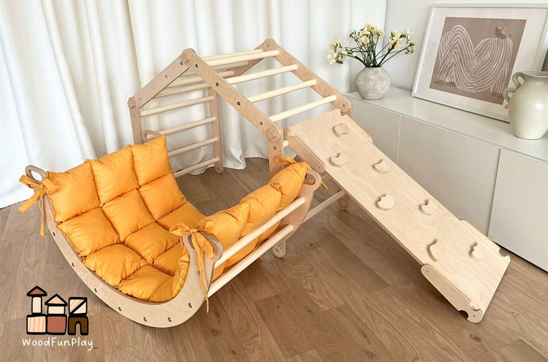 Arco de escalada Montessori con almohada, Arco escalador Toodler, Conjunto de triángulos de escalada, Montesori Rocker,Kletterbogen mit kissen,Bogenwippe imagen 5