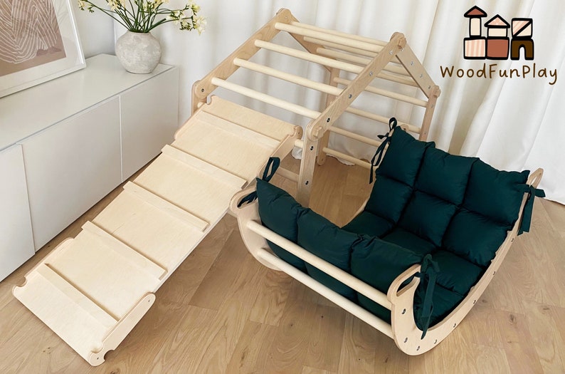 Arco de escalada Montessori con almohada, Arco escalador Toodler, Conjunto de triángulos de escalada, Montesori Rocker,Kletterbogen mit kissen,Bogenwippe imagen 6