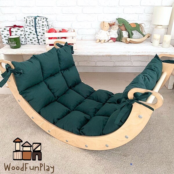 Arch Rocker Pillow Montessori Furniture Climber Bow Triangle  Wippe holz Kletterbogen Kissen Kletterbogen  rutsche Indoor Playground Pickler