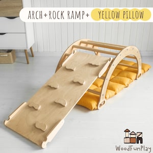 Arco da arrampicata Montessori, Arco da arrampicata con cuscino, Arco da arrampicata Toodler con arco, Kletterbogen mit Kissen, Bogenwippe, Montessori Rocker Arch+RockRamp+Pillow