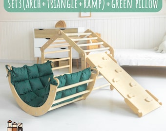 Kletterdreieck Kletterbogen mit Rampe Rocker Kissen Montessori Toodler Gym, Kletterdreieck, Kletterbogen mit Kissen, Kletterleiter