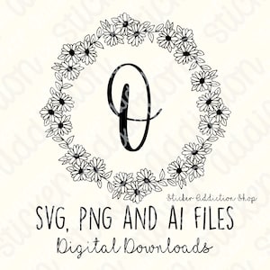 Alphabet | Modern Letter Heart Wreath | SVG, PNG, Ai Cut Files | Hand Drawn | Cricut, Silhouette Cameo, Glowforge | Initial Vector DIY Icon