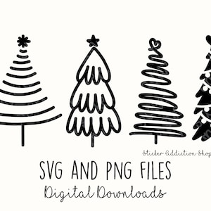 Christmas Tree Doodles | SVG and PNG Cut Files | Hand Drawn Icon | Cricut, Silhouette and Cameo | Instant Digital Download | DIY Vector Icon
