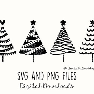 Christmas Tree Doodles | SVG and PNG Cut Files | Hand Drawn Icon | Cricut, Silhouette and Cameo | Instant Digital Download | DIY Vector Icon