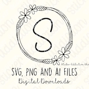 Alfabeto / Corona de corazón de letras modernas / SVG, PNG, archivos de corte ai / dibujados a mano / cricut, camafeo de silueta, Glowforge / icono de bricolaje vectorial inicial