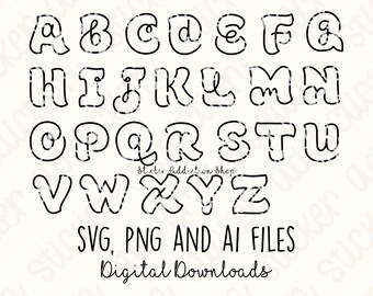 Single Line Alphabet | SVG Bundle, PNG, Ai Cut Files | Hand Drawn | Cricut, Glowforge Silhouette Cameo | Valentine's Vector | Name Initials